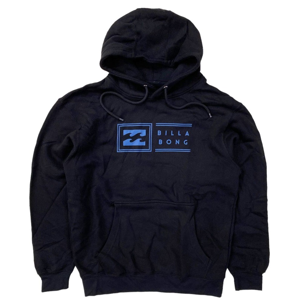 Billabong Men's Graphic Box Logo Print Pullover Hoodie Sweatshirt in Black